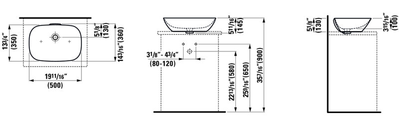 Ino 19.68'' L Bathroom Sink, With Overflow