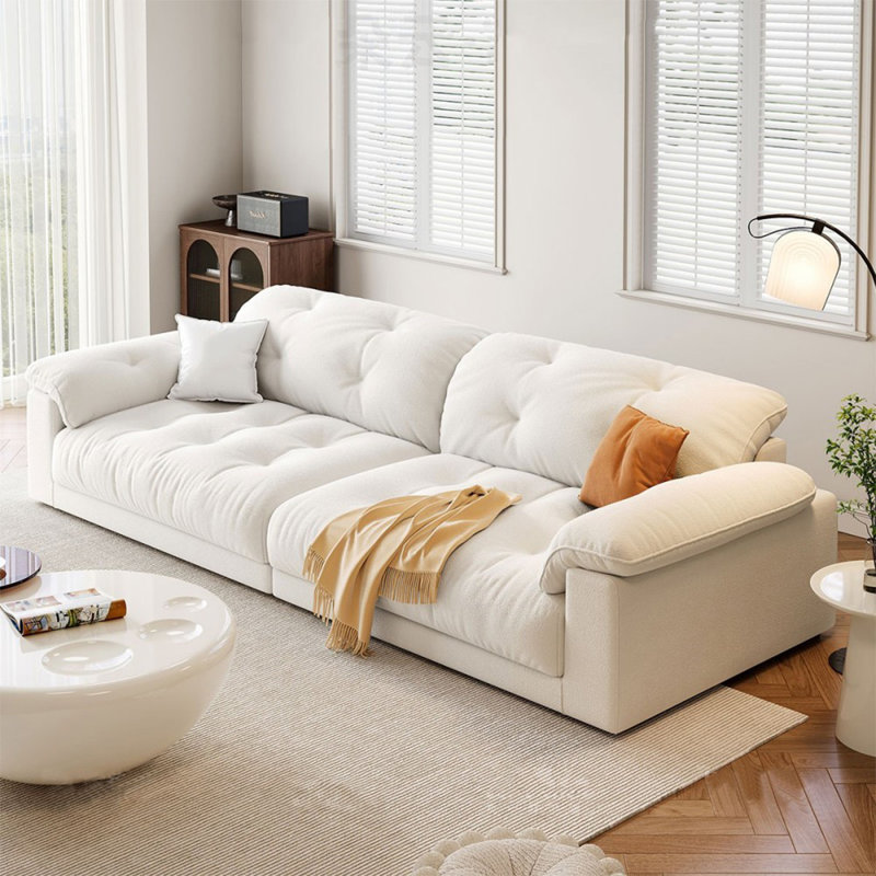 Coussin modulaire blanc en polyester, H 32,68 po x l 98,43 po x P 39,37 po