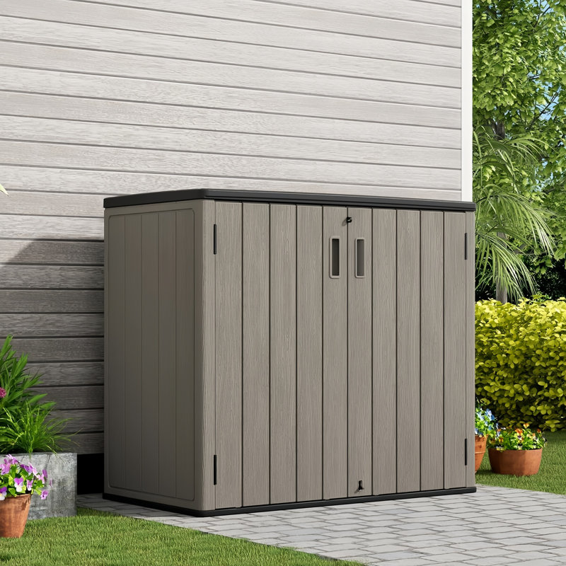 Decksplore 280 Gallons Double-Door Vertical Resin Storage Cabinet with Floor, Brown