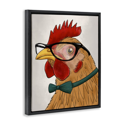 Cadre flottant amusant avec coq hipster, design par Marcus Prime