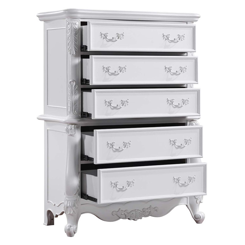 Commode 5 tiroirs Latisha, finition blanche