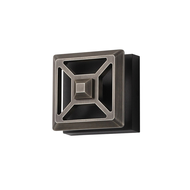 Applique murale carrée à DEL 3 carats avec grille noire / bronze Kaukauna