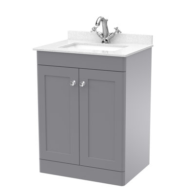 Classique 600mm Free-standing Single Bathroom Vanity with Marble Vanity Top
