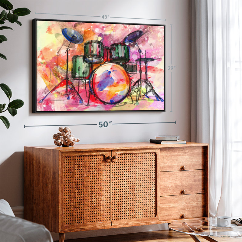 Ensemble de tambour coloré, H 29 po x l 43 po