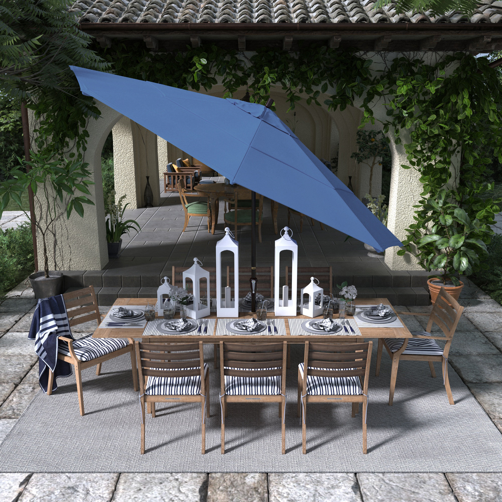132'' Outdoor Umbrella, Frost Blue Performance