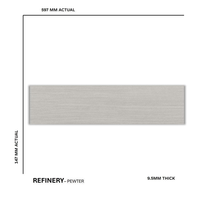 Refinery 6'' W x 24'' L Porcelain Singular Tile, Pewter