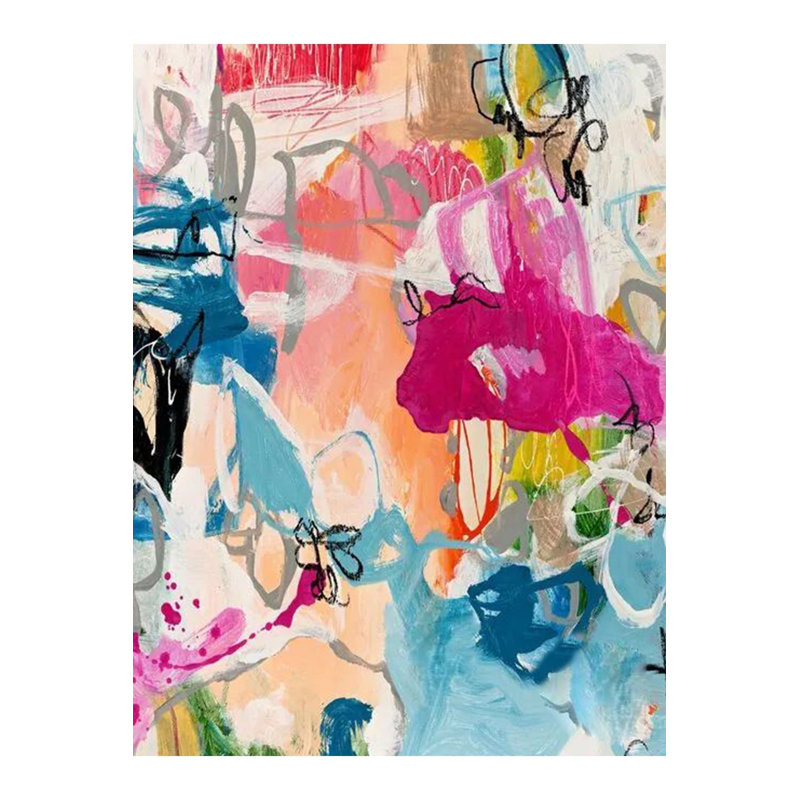 Oil Paint Look Multicolor Abstract Pattern Woven Base Decorative Machine Washable Rug, Runner 3'3" x 9'10" Rug Pad Included