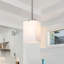 Mini-luminaire suspendu 1 lumière en nickel brossé avec abat-jour carré en verre blanc-1385797524