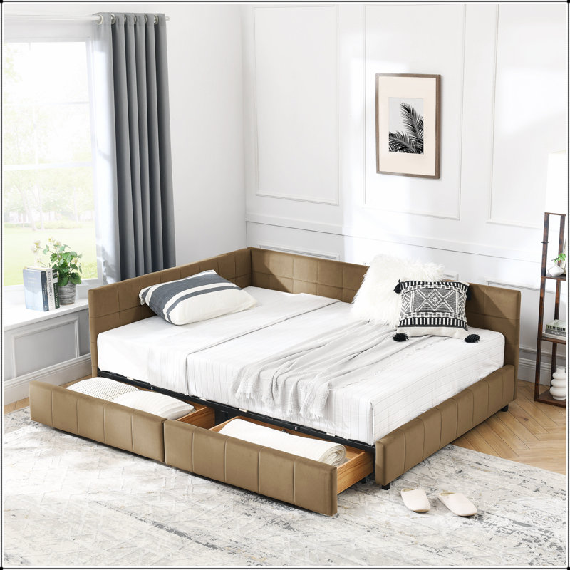 Full Size Storage Upholstered Tufted Bed Frame, Sofa-Like With Backrest And Armrests, Velvet, Brown, Brown