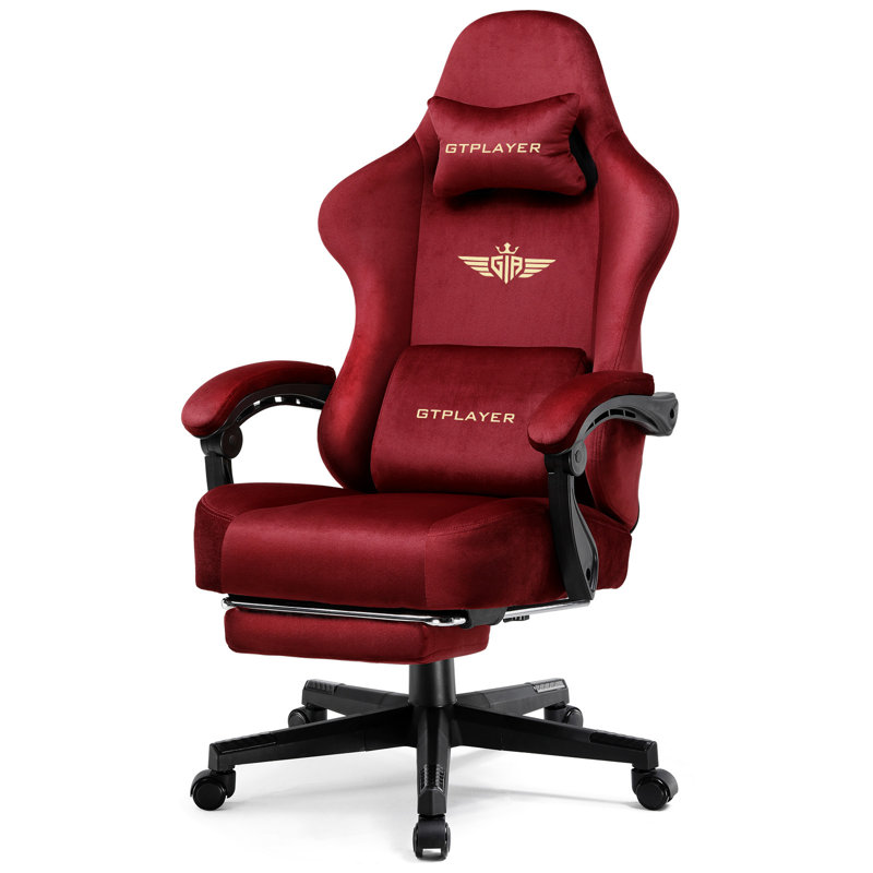 Gaming Chair Fabric With Pocket Spring Cushion, Big And Tall Gaming Chair 350LBS High Back Computer Chair With Footrest For Adults Lumbar Support Swivel Game Chair For Office