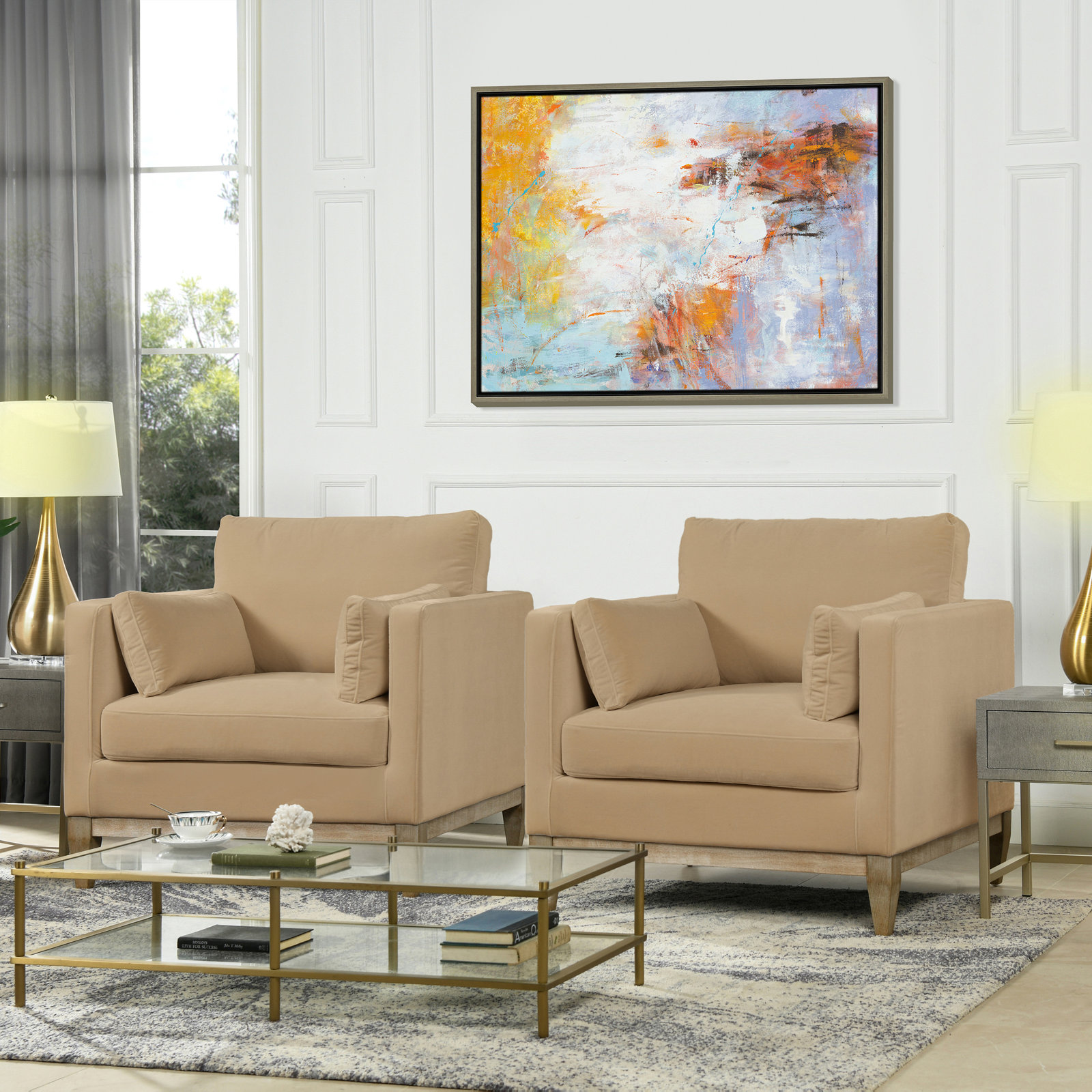 Pera Upholstered Armchair, Fawn Brown Velvet