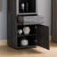 Modern Wine Showcasing Cabinet With Two Glass Shelves And Storage Cabinet In Distressed