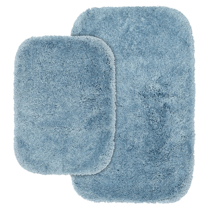 Ensemble de tapis de bain en nylon 2 pièces avec envers antidérapant Billy-Dean, Bleu bassin