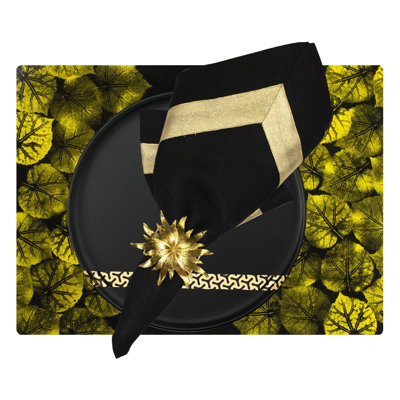 Gold Leaves Black Lacquer Placemat