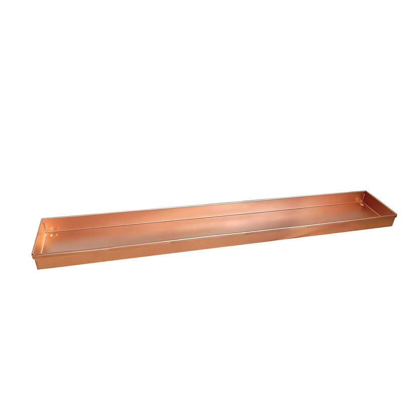  Planter Tray - 29 Inch Rectangular Trim Edge Copper Stainless Steel Windowsill Plant Tray