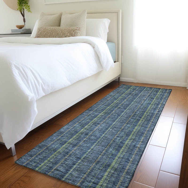 Premium Machine Washable Prisco Blue Rug, Runner 2'3" x 7'6"