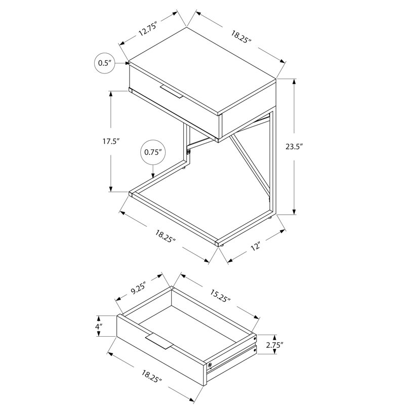 Table d'appoint polyvalente pour la chambre à coucher - brun, design minimaliste en métal doré avec rangement stratifié, structure moderne