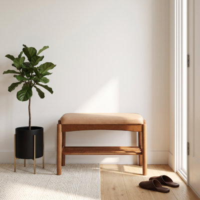 Assembled Solid Beech Upholstered Shoe Bench