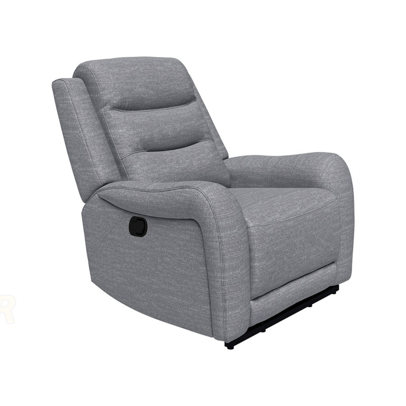 Fauteuil inclinable manuel en mousse haute densité avec accoudoirs à volutes modernes, garniture de siège et siège large pour les salons transitionnels
