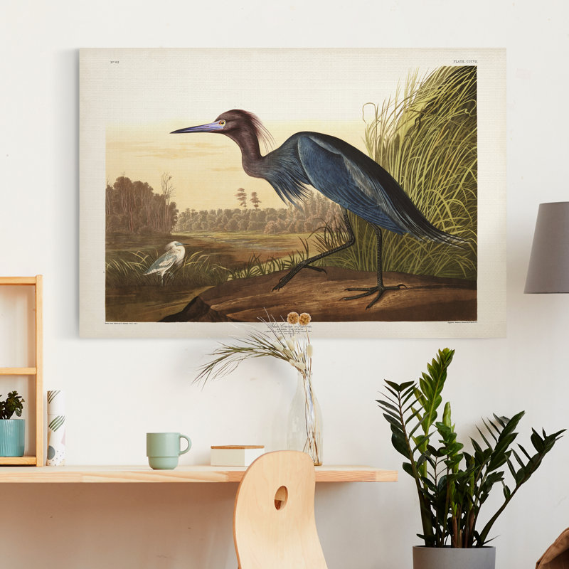 « Pl 307 bleu Crane » ou « impression sur toile tendue », H 12 po x l 18 po x P 1,5 po