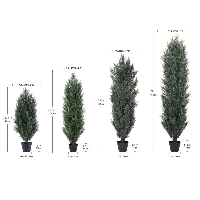 150 cm artificiel amovible vert cyprès vert grande plante artificielle pour la décoration intérieure et extérieure 2Pcs / ensemble