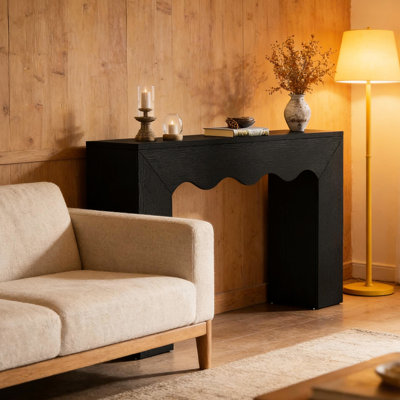 Console de style bord ondulé pour salon - Design distinctif, base carrée, profondeur de 157,5 cm, montage facile