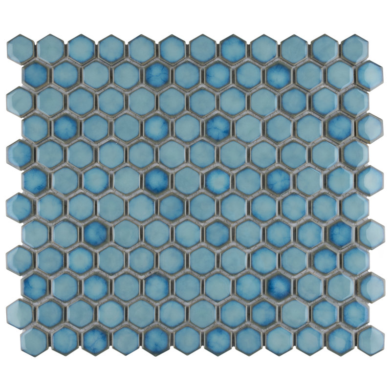 Hudson 1" x 1" Porcelain Honeycomb Mosaic Wall & Floor Tile, Marine