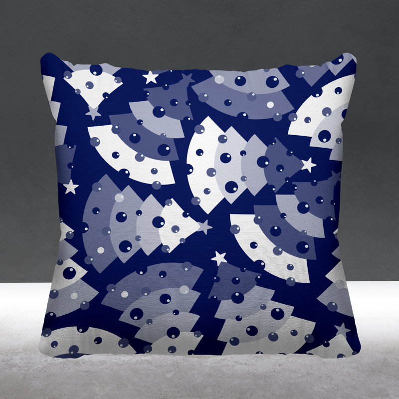 Coussin décoratif intérieur / extérieur Christmas Tree, 19 po x 19 po, Bleu marine, Carré