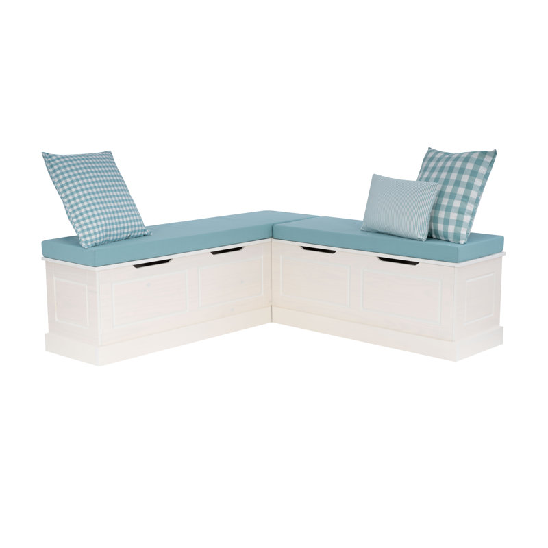Selby Natural White Nook With Seafoam Cushion, White