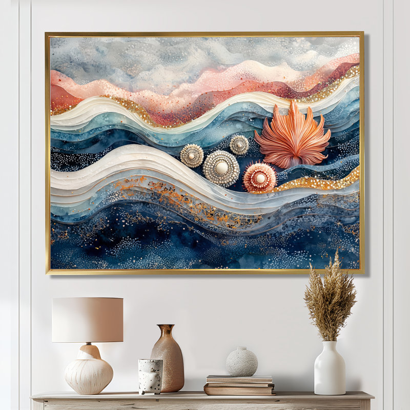 «Harbison Abstract Sea Urchin And Coral Landscape III - Sea Urchin», art mural sur toile, H 30 po x l 40 po, Doré