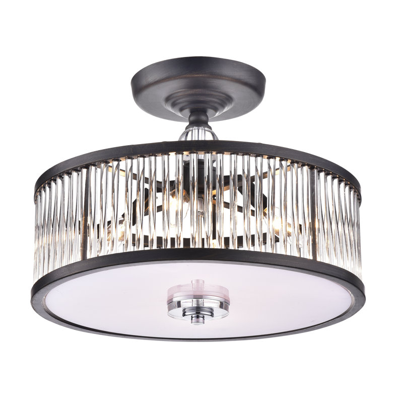 Plafonnier semi-encastré 16,9" unique/à tambour 4 lumières Baity, Café noir