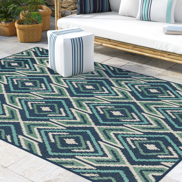 Andover Mills™ Jacobo Southwestern Navy Blue Indoor / Outdoor Area Rug ...