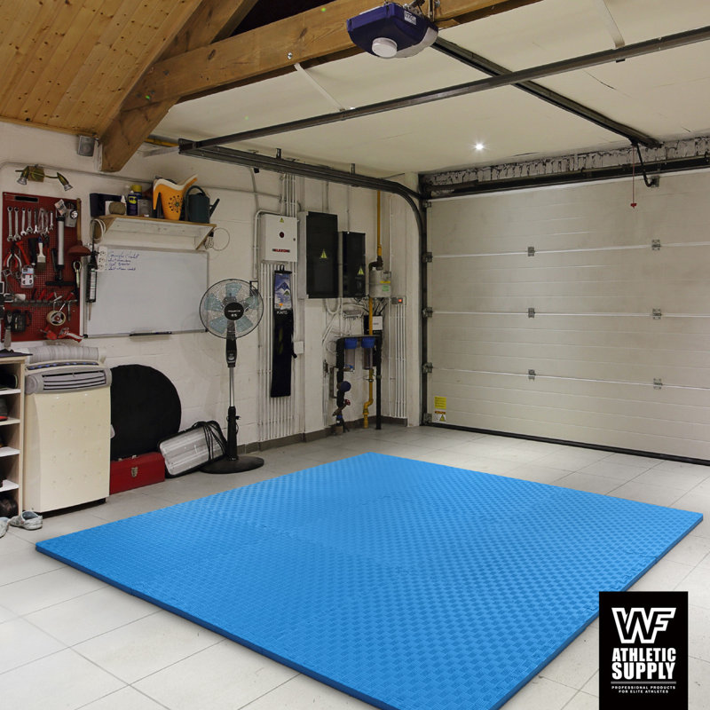 Blue EVA Foam Interlocking Gym Floor Tiles, 24" x 24"