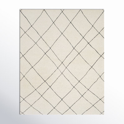 Seaton Geometric Handmade Tufted Wool Black/Cream Area Rug