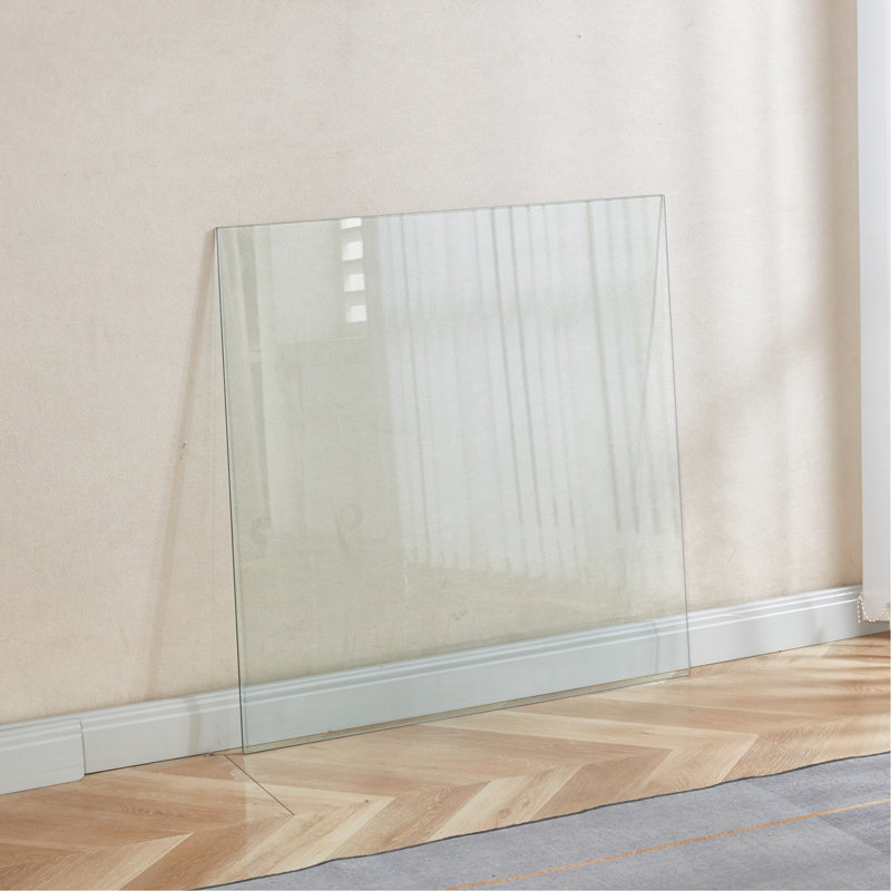 Plateau en verre trempé transparent, carré de 80 cm