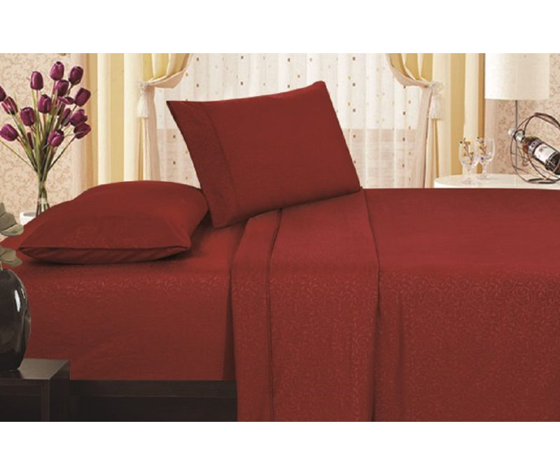 Microfiber Solid Colour Sheet Set, Burgundy, Double
