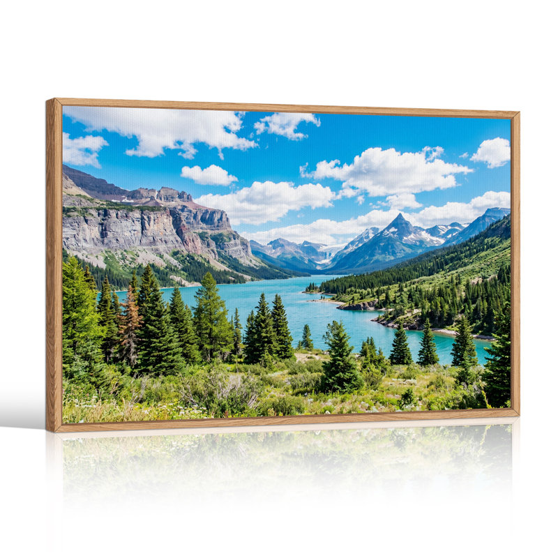 Tableau sur toile représentant le lac Turquoise Mountain et une forêt de pins, 24"H x36"W
