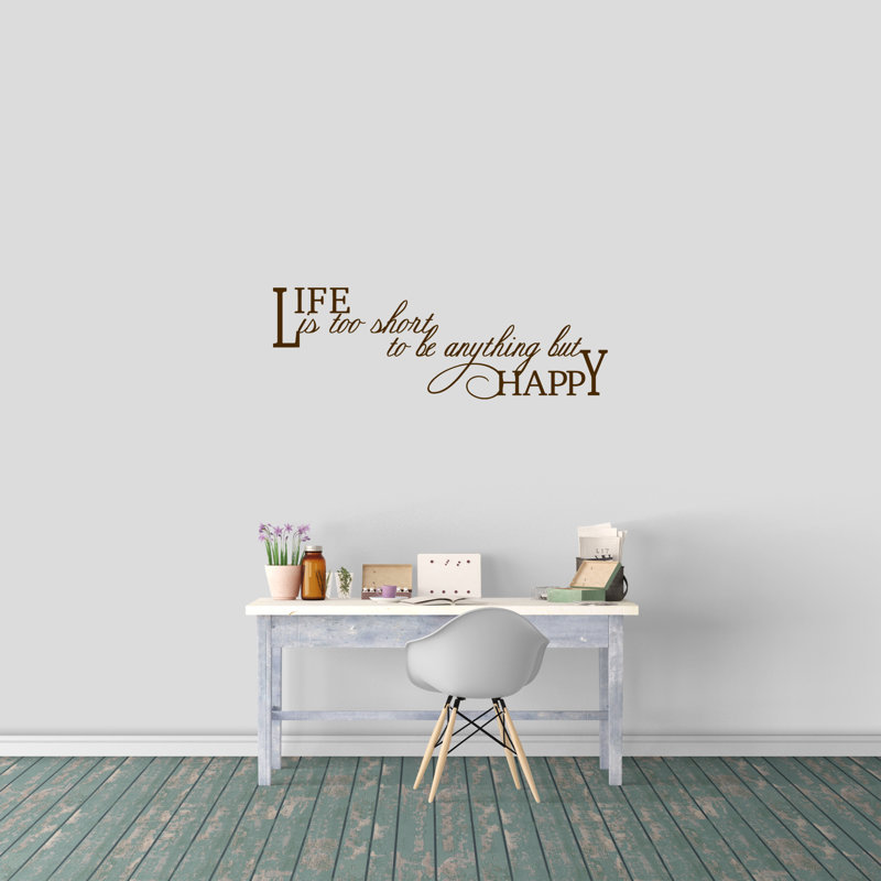 Décalcomanie murale "life is too short", Brun chocolat