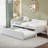 Twin Size Upholstered L-Shaped Upholstered Daybed With Pop Up Trundle, Beige-560120918