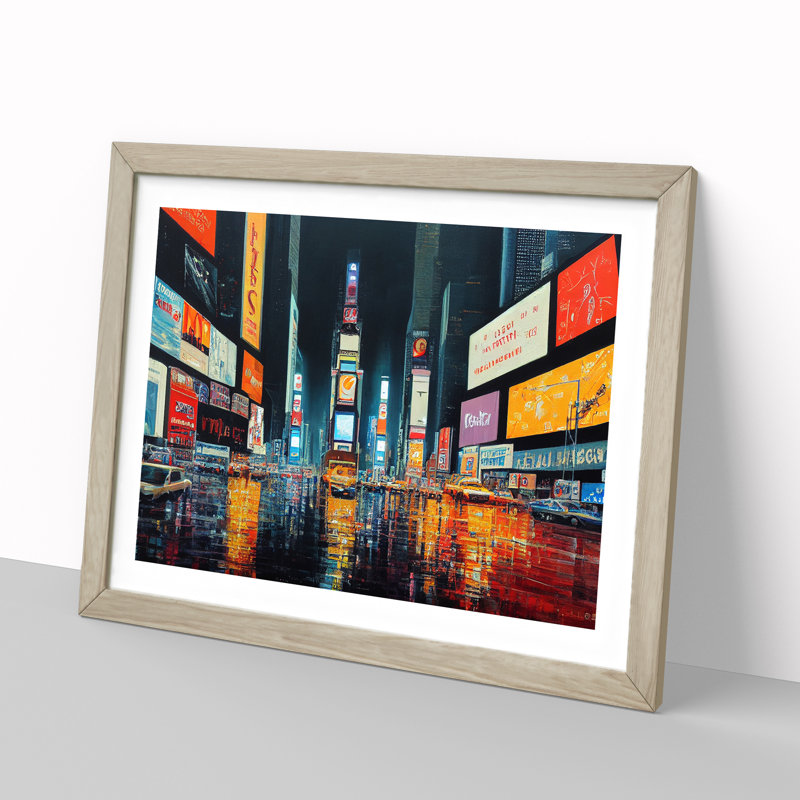 Times Square Art Painting Vol.6 - Single Picture Frame Painting, 46cm H x 64cm W x 2cm D, Oak Framed