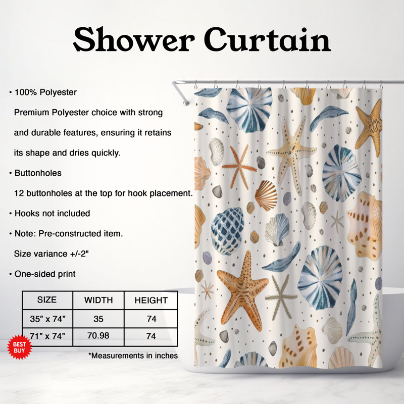 Rideau de douche Summer Surf - Premium, H 74 po x l 71 po