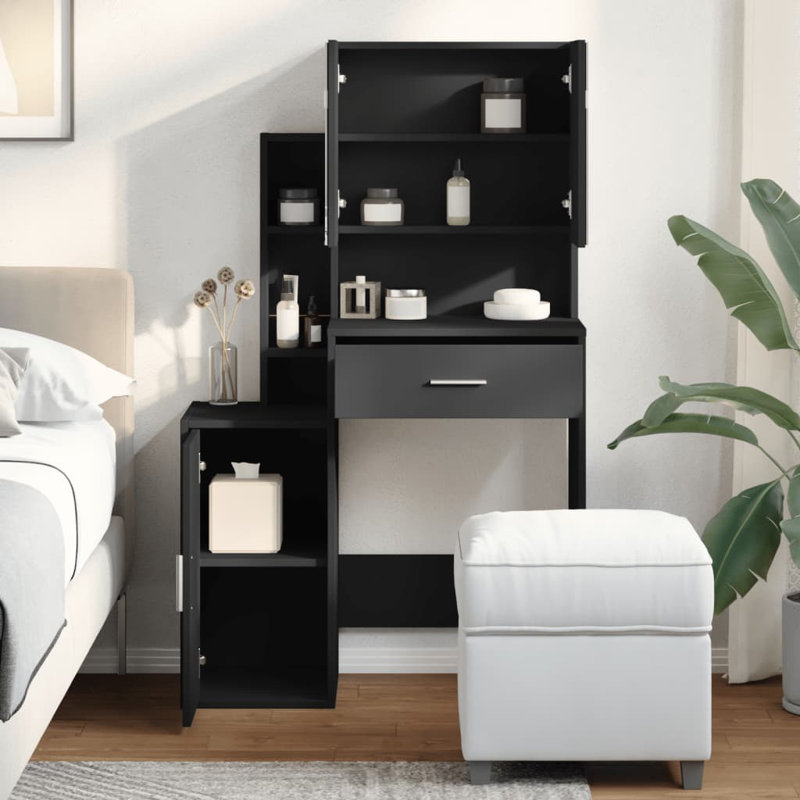 Dressing Table with Mirror, Black