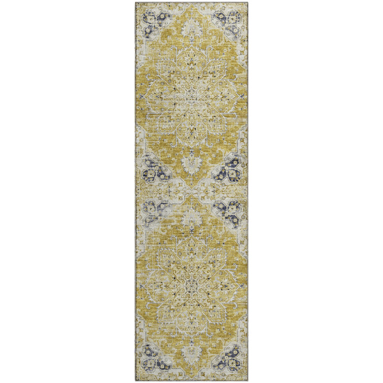 Premium Machine Washable Barayon AMF93 Yellow Rug