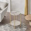 Atay 2 Tier Round Faux Marble Side Table With Metal Legs