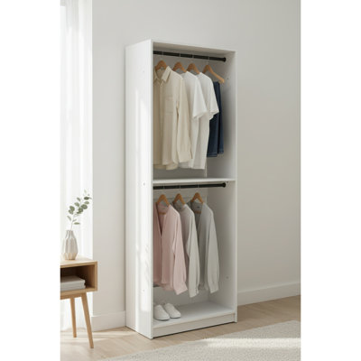 Garde-robe en bois blanc 32 po avec deux tringles Prosper