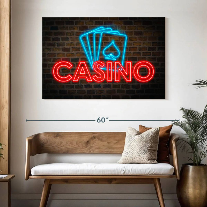 Cartes de casino néons, H 32 po x l 48 po
