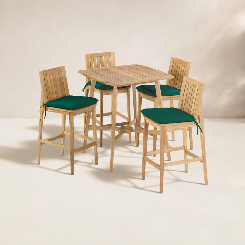 Islay Outdoor 5 - Piece Dining Set with Cushions, Hunter Green