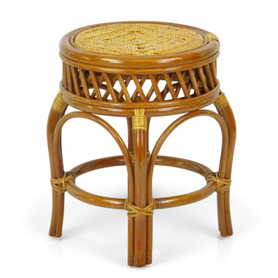 Tabouret en osier de rotin fabriqué à la main Ginger, entièrement assemblé