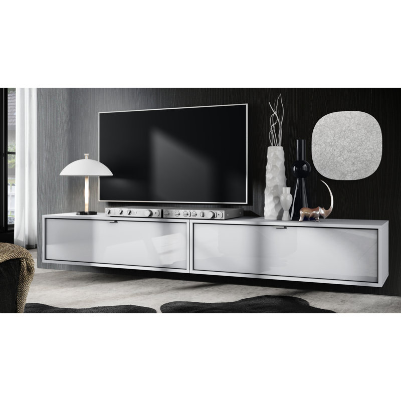 Mccaffrey Unfinished TV Stand for TVs up to 55", White/White High Gloss