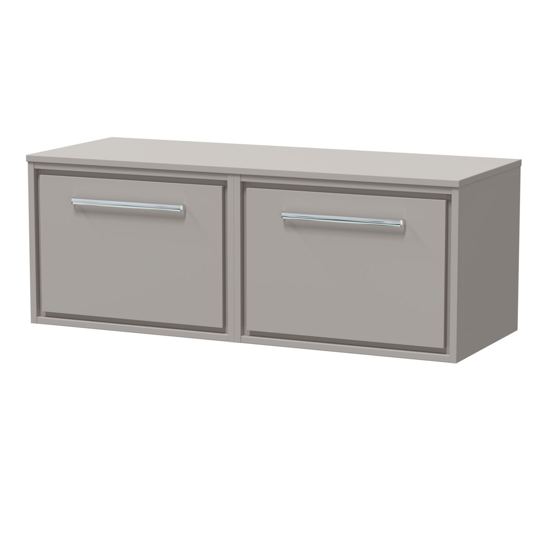 Hudson Reed Lille 1200mm Pebble Grey 1 Drawer Wall Hung Vanity Unit With Co-ordinating Worktop